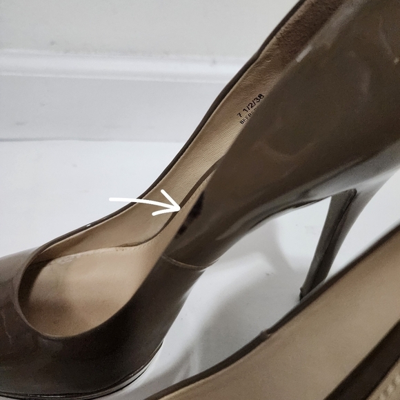 Brian Artwood Brown Taupe Patent Leather Platform Pumps Heels Shoes Event Evenin - Picture 9 of 16